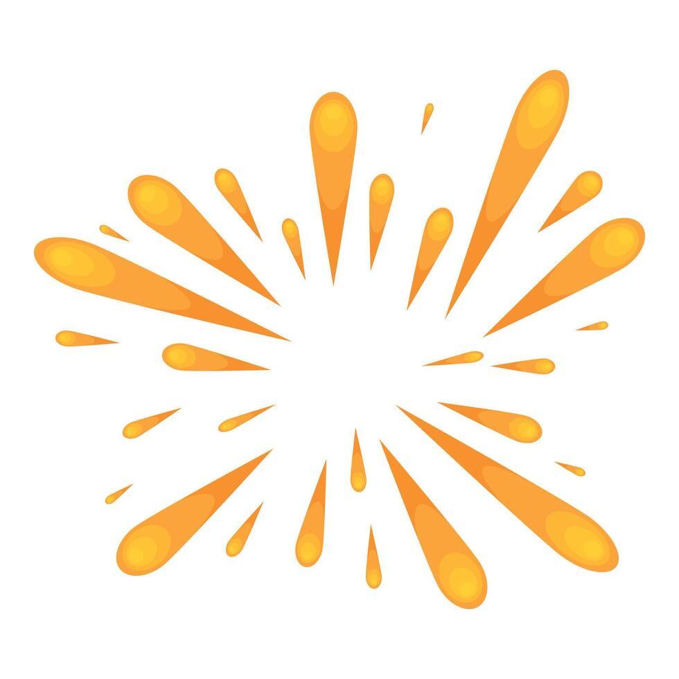 Orange splashing liquid exploding creating a sunburst effect vector