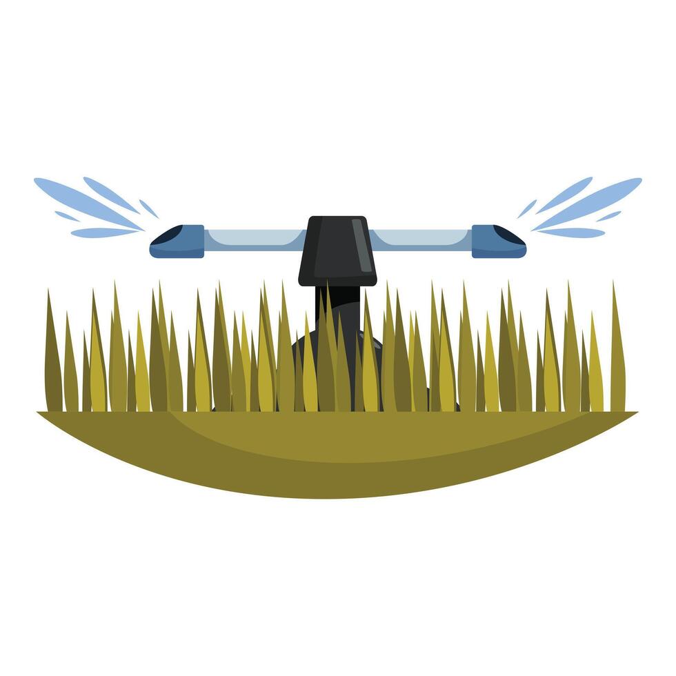 Rotating sprinkler watering dry grass in the garden vector