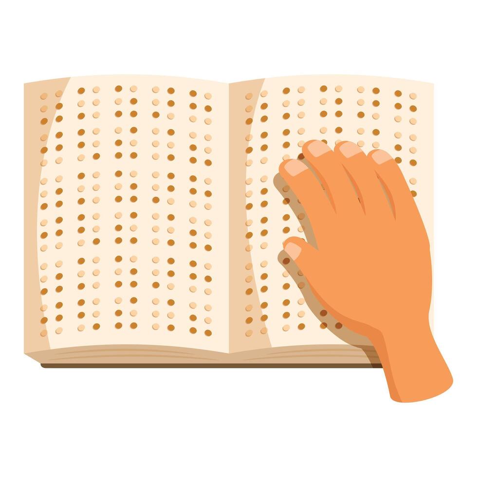 Hand reading braille book, enjoying accessible literature vector