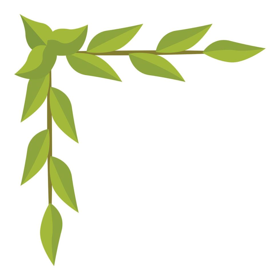 Green foliage creating a corner frame with lush leaves vector