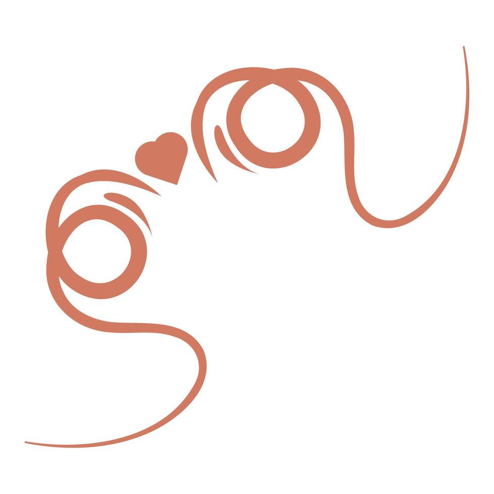 Elegant swirls and heart frame creating negative space vector
