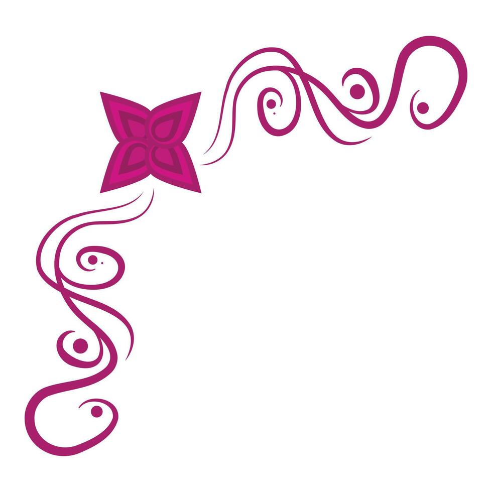 Pink flower and elegant swirls creating a decorative corner design vector