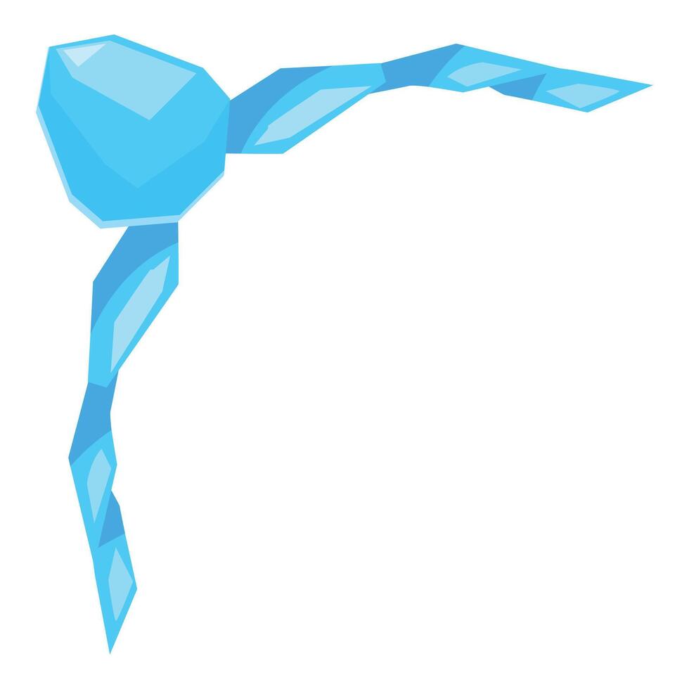 Light blue ice crystal growing and forming a corner vector