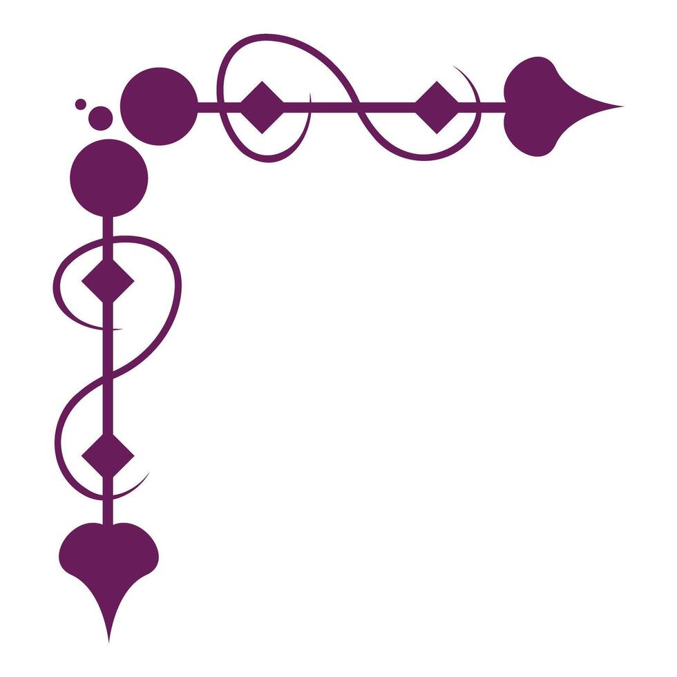Purple decorative corner flourish creating a frame with swirls and diamonds vector