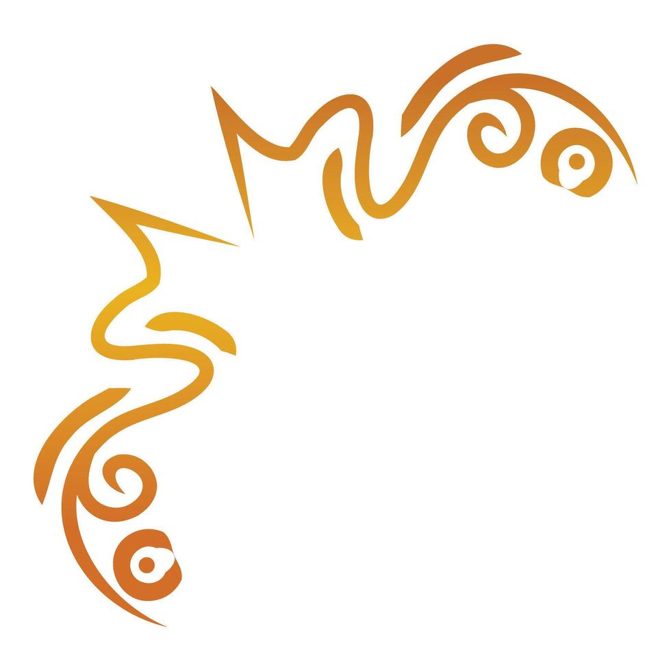 Golden floral corner design element with swirls and dots vector