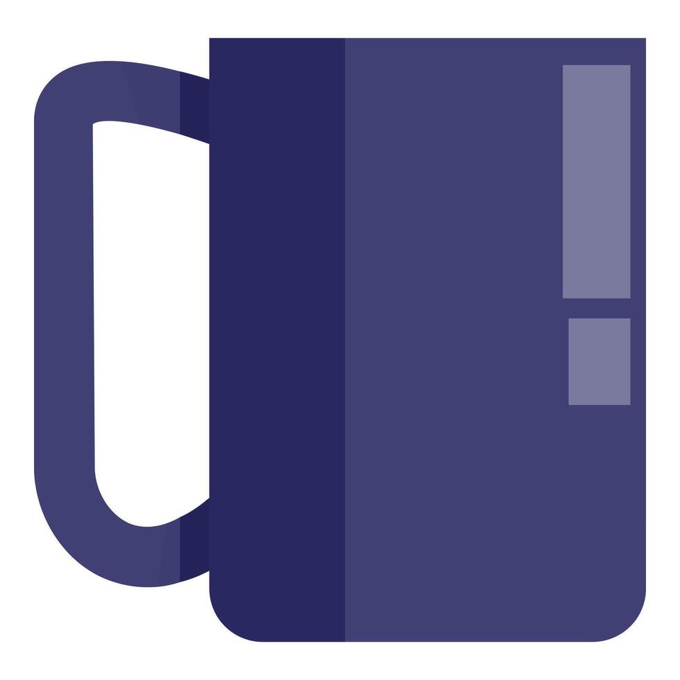 Dark blue mug with handle and decorative highlights vector