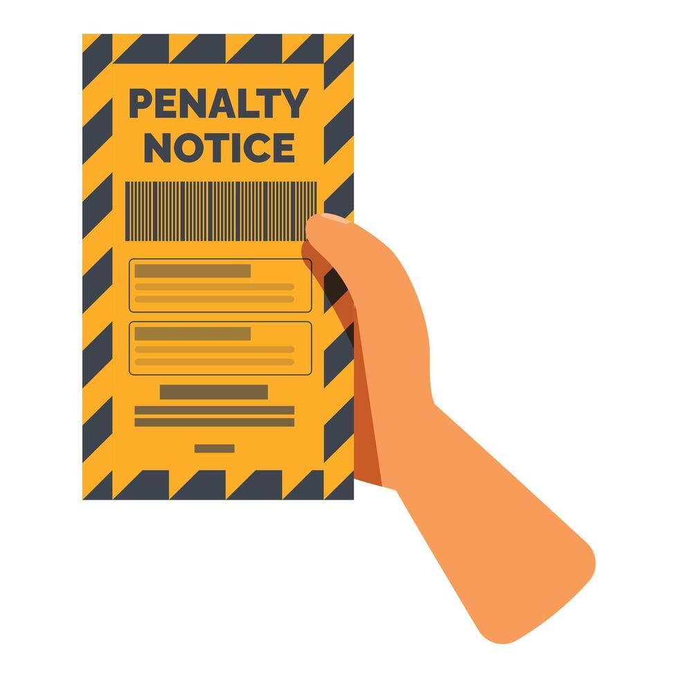 Hand holding penalty notice, parking violation ticket or fine vector