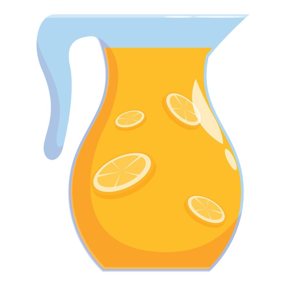 Refreshing orange juice in a glass pitcher with slices of orange floating inside vector
