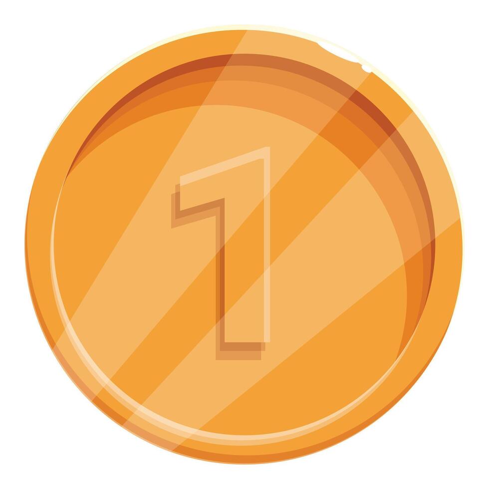 Golden coin representing number one, symbolizing success and achievement vector