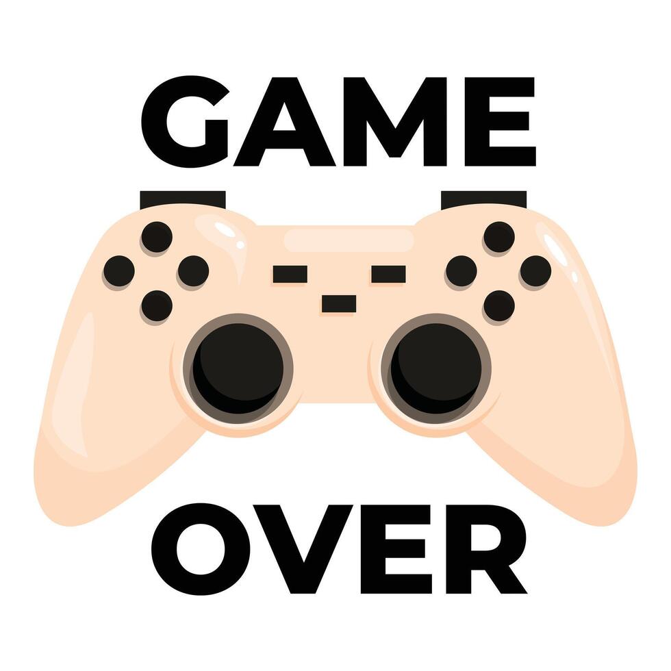 Game over sign with classic controller depicting ending of gaming session vector