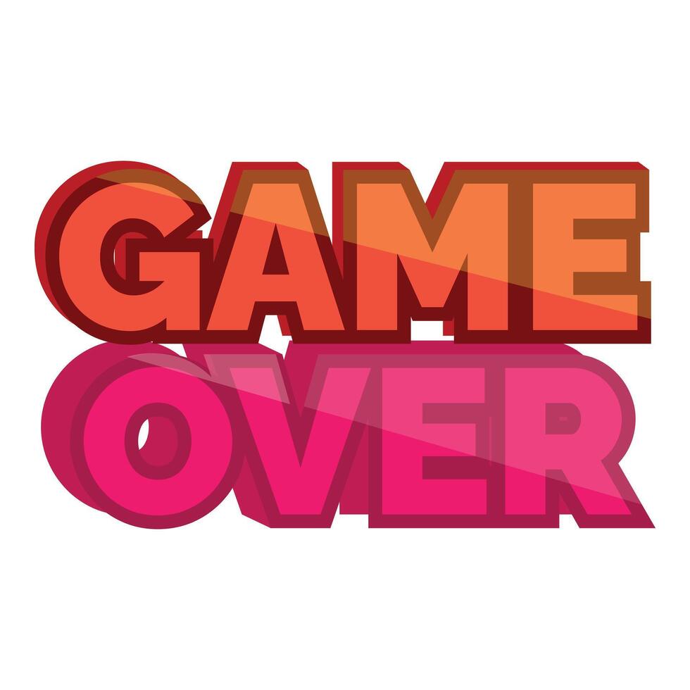 Game over text effect reflecting end of game playing vector