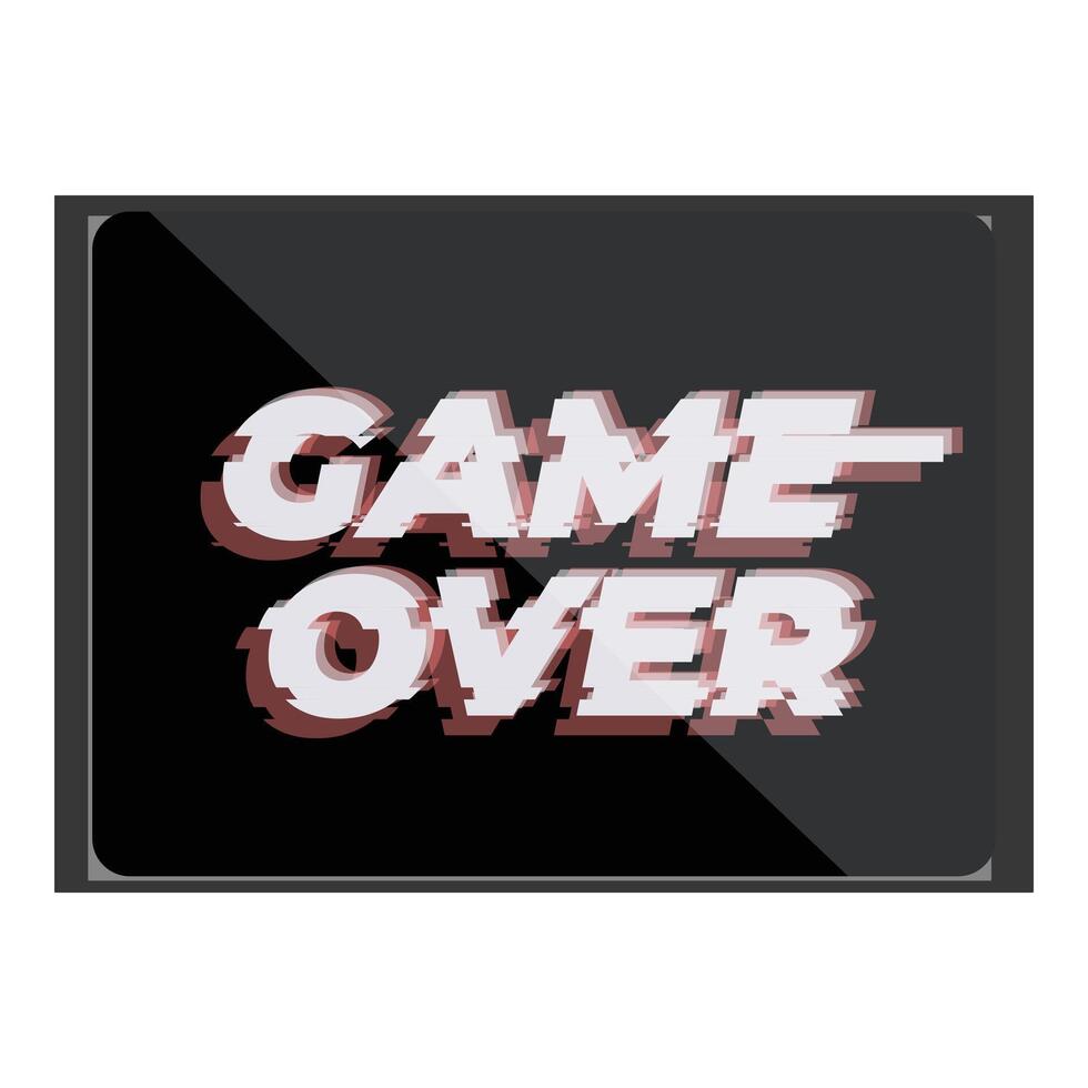 Game over glitch effect displaying ending of game vector