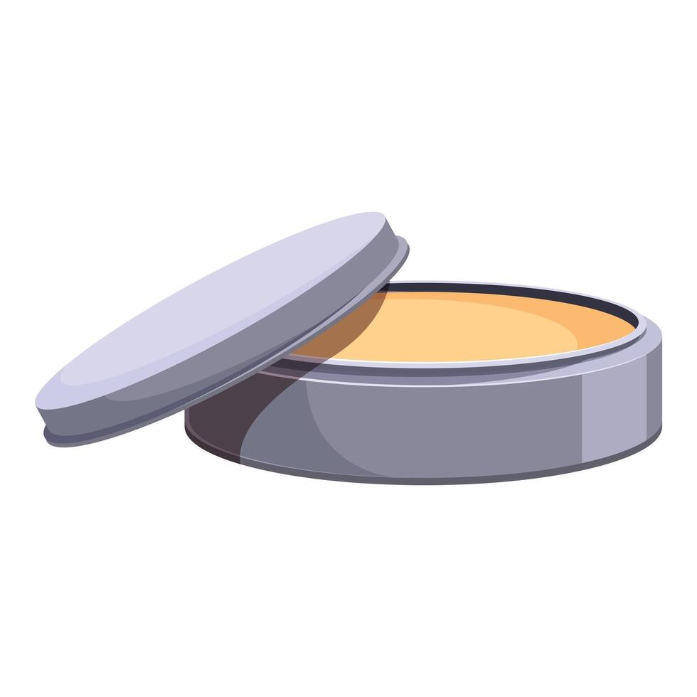 Round metal tin of styling wax with open lid vector