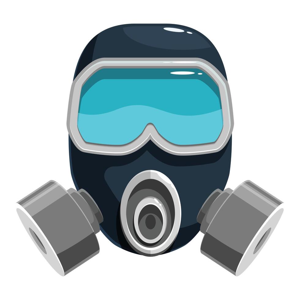A gas mask with goggles and a filter vector
