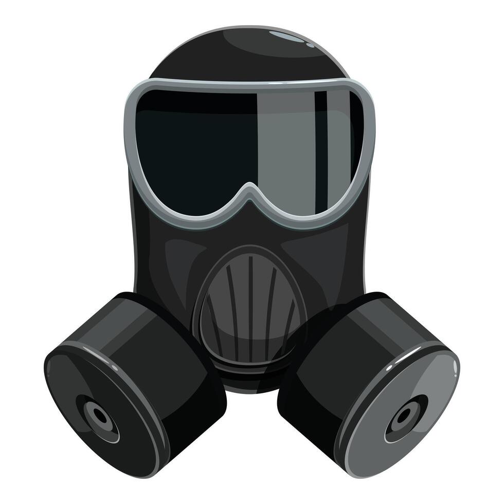 Black gas mask protecting from toxic fumes and viruses vector