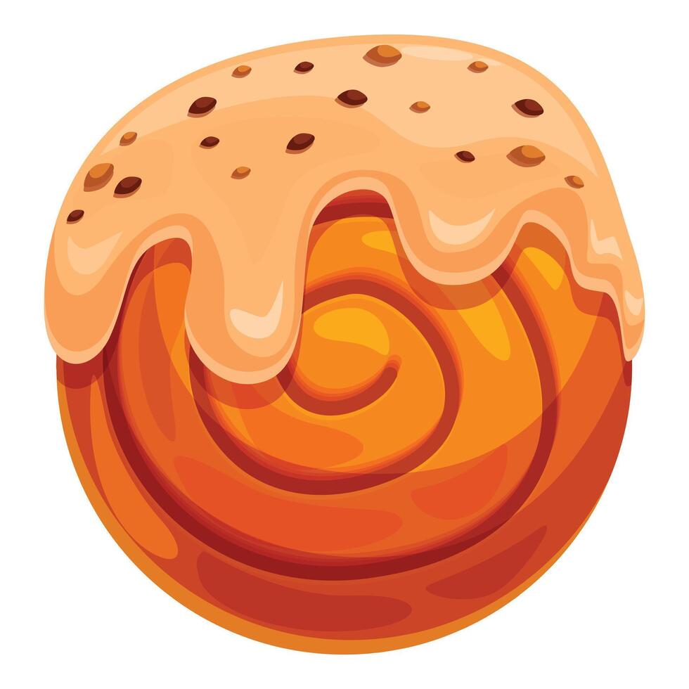 Delicious round pastry dripping with sweet icing and chocolate sprinkles vector