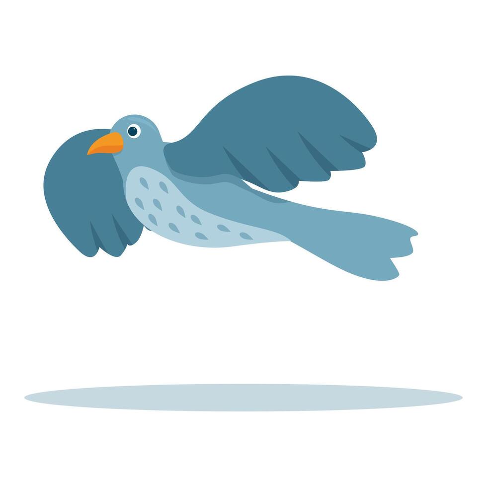 Light blue bird flying with spread wings and orange beak vector