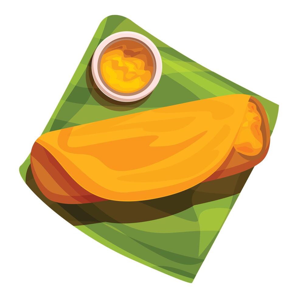 Masala dosa with sambar served on banana leaf representing south indian cuisine vector