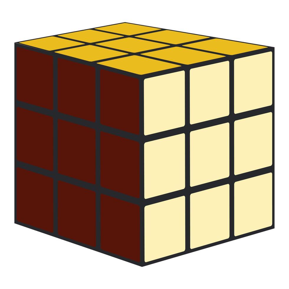 Combination puzzle partially solved showing yellow and brown sides vector