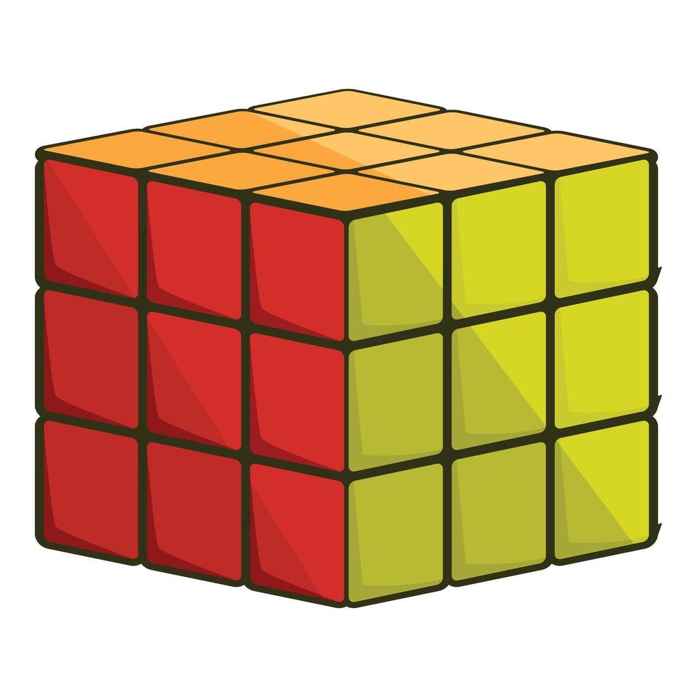 Combination puzzle partially solved showing red, yellow and orange sides vector