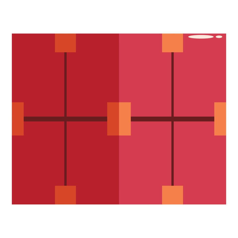 Red surface with orange squares and connecting lines creating grid pattern vector