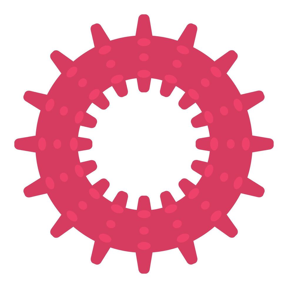 Pink bumpy ring with spikes rotating clockwise on white background vector