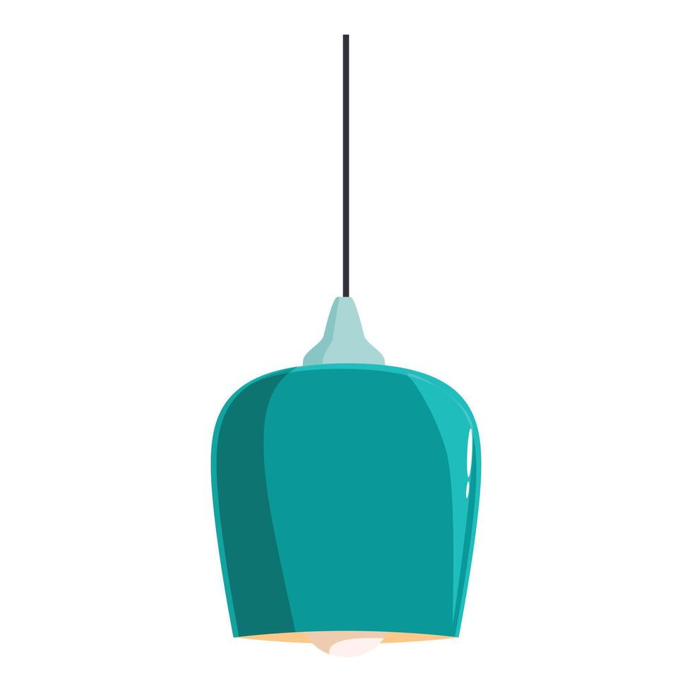 Modern teal hanging lamp illuminating empty space vector