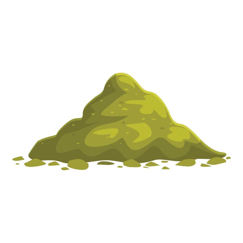 Pile of green powder forming small mountain on white background vector