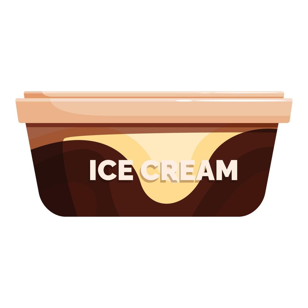 Plastic tub containing delicious chocolate and vanilla ice cream vector
