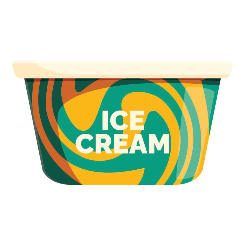 Plastic container for ice cream packaging showing swirls design vector