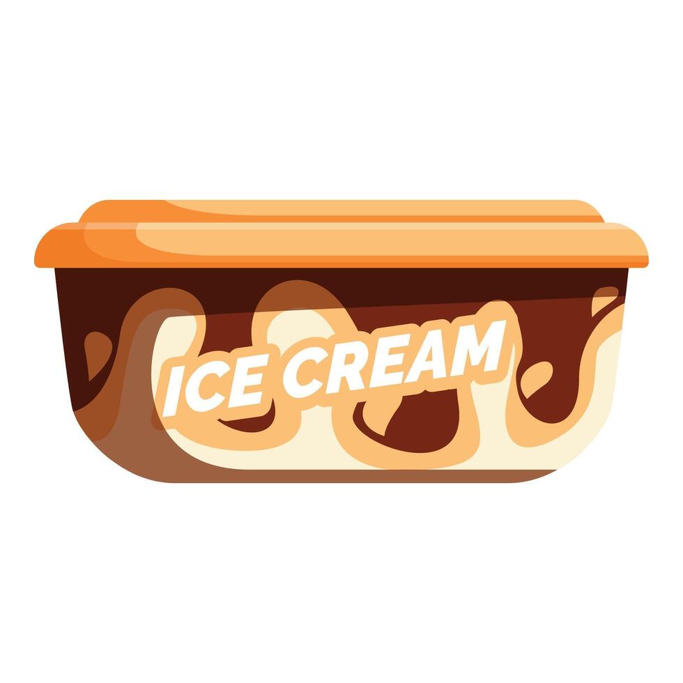 Plastic container full of delicious ice cream melting under the sun vector
