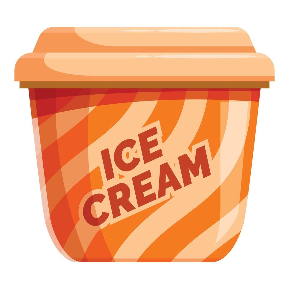 Plastic container full of refreshing ice cream is waiting in the freezer vector