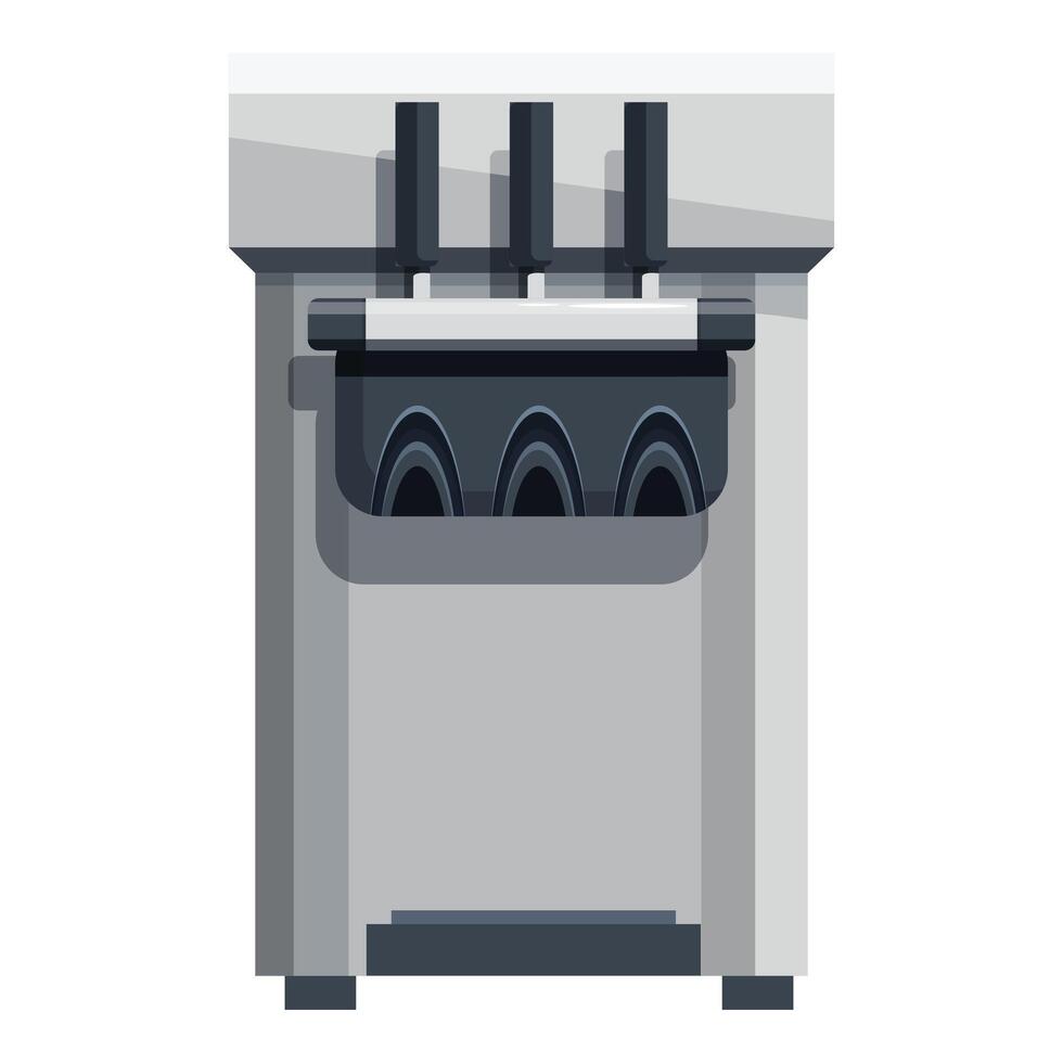 Ice cream machine dispensing soft serve ice cream into cones vector