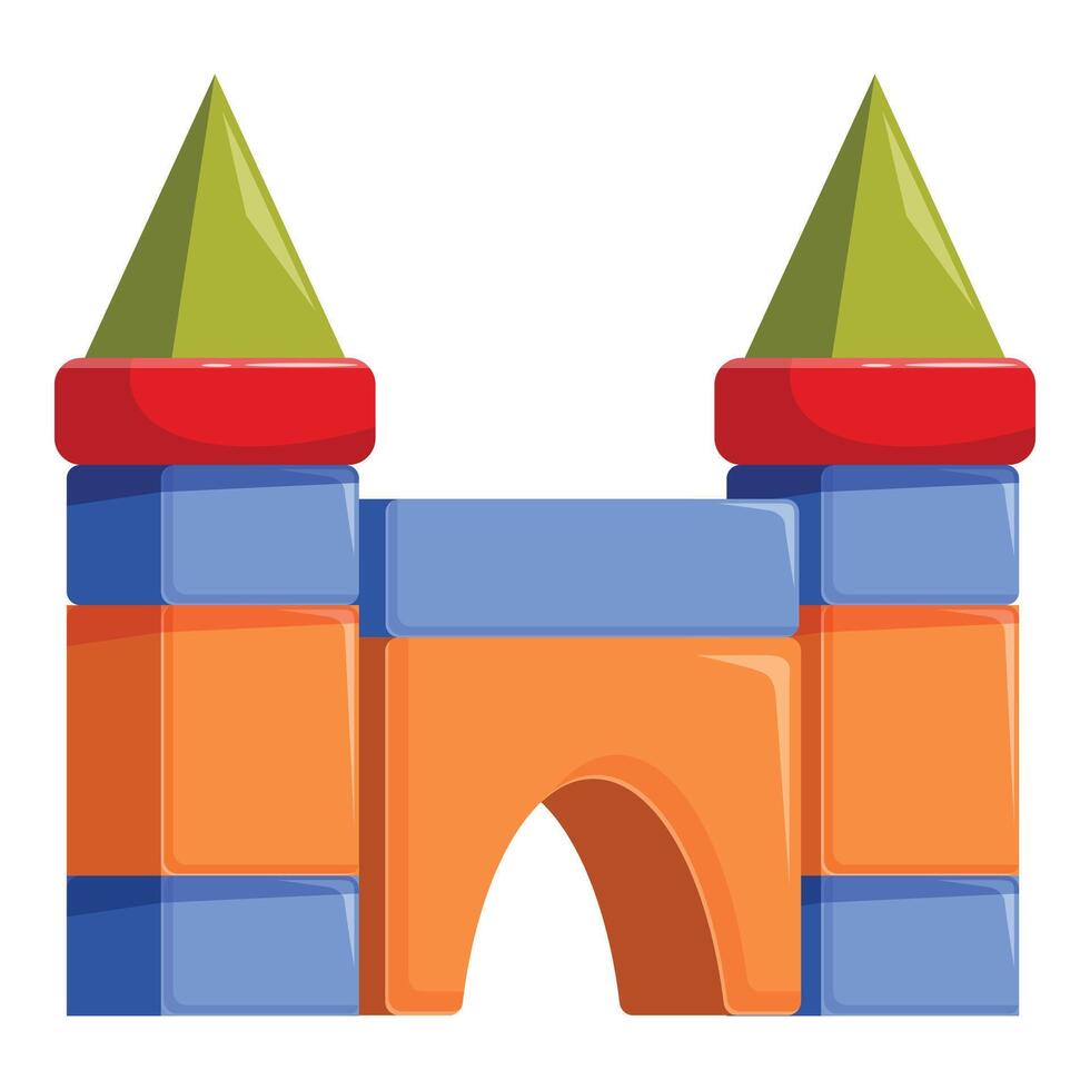 Colorful toy castle built with building blocks for imaginative play vector
