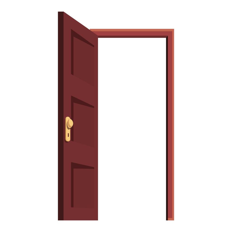 Open wooden door inviting to enter new opportunities vector