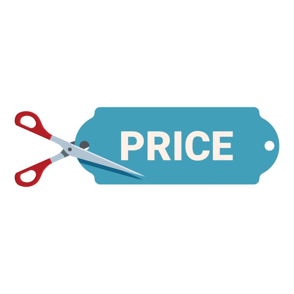Scissors cutting a price tag offering big savings vector