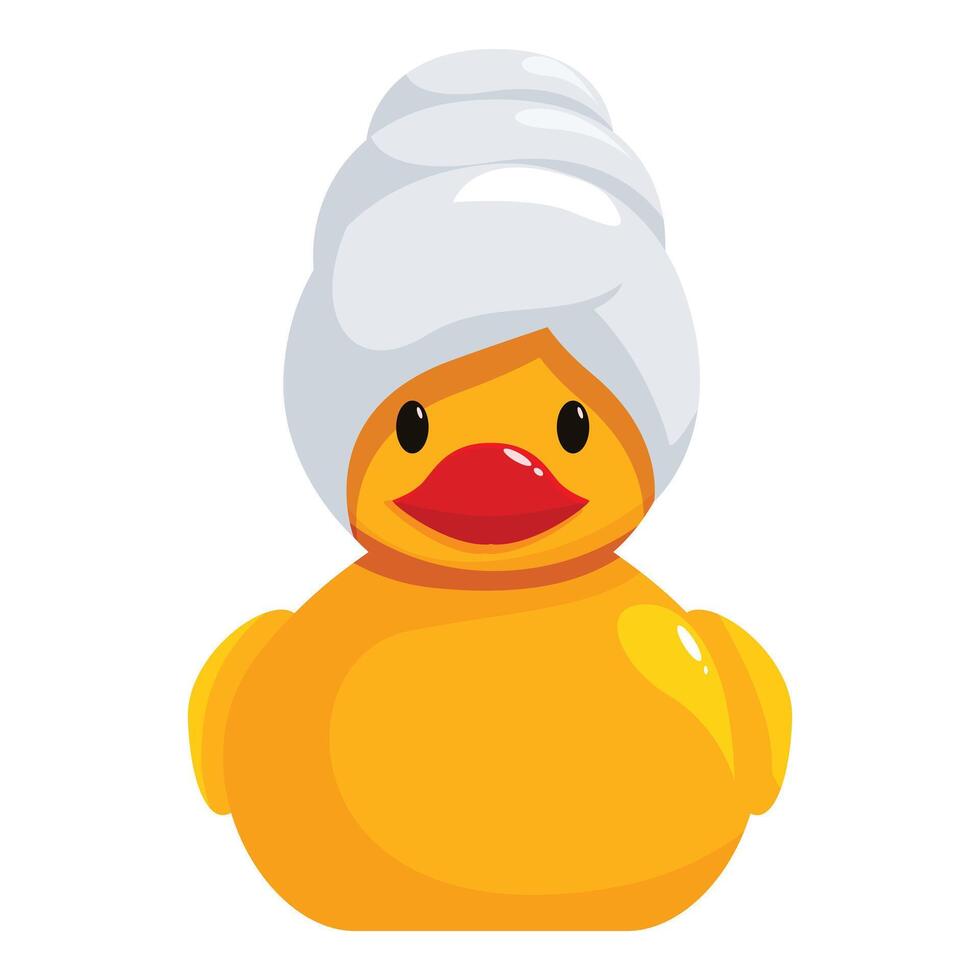 Rubber duck with towel on its head relaxing in spa vector