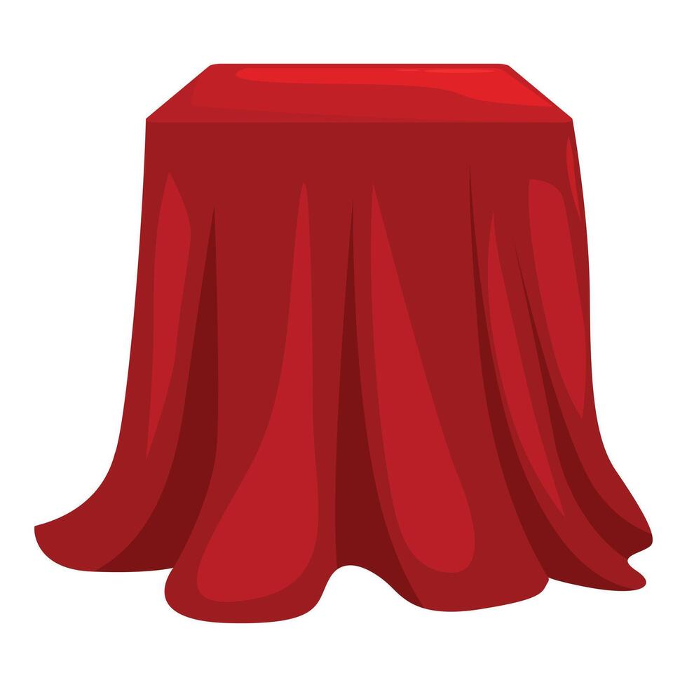Red cloth covering a square pedestal, unveiling ceremony concept vector