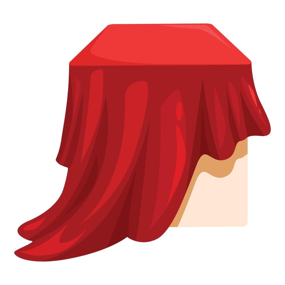 Unveiling ceremony, red cloth covering a cubic pedestal vector