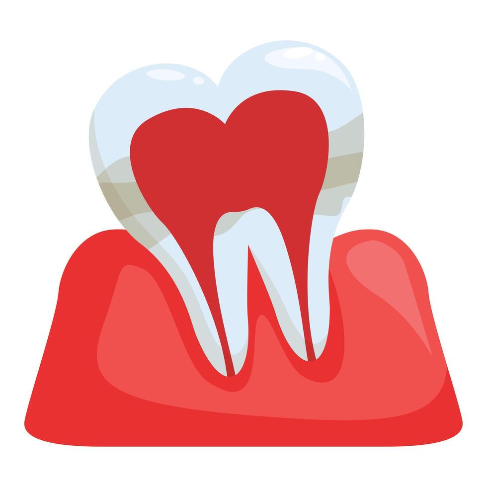 Diseased tooth showing gingivitis and periodontitis causing inflammation vector
