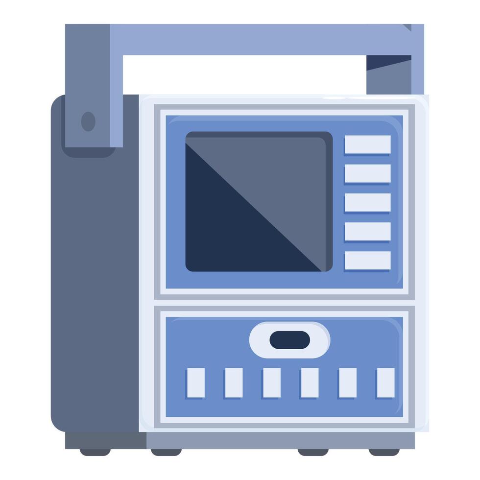 Portable medical device showing empty screen and buttons for monitoring vital signs vector