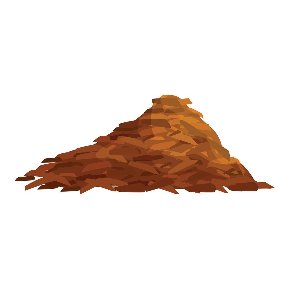 Pile of wood chips forming small mountain on white background vector