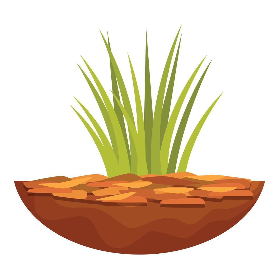 Green grass growing from slice of soil with ground and stones vector