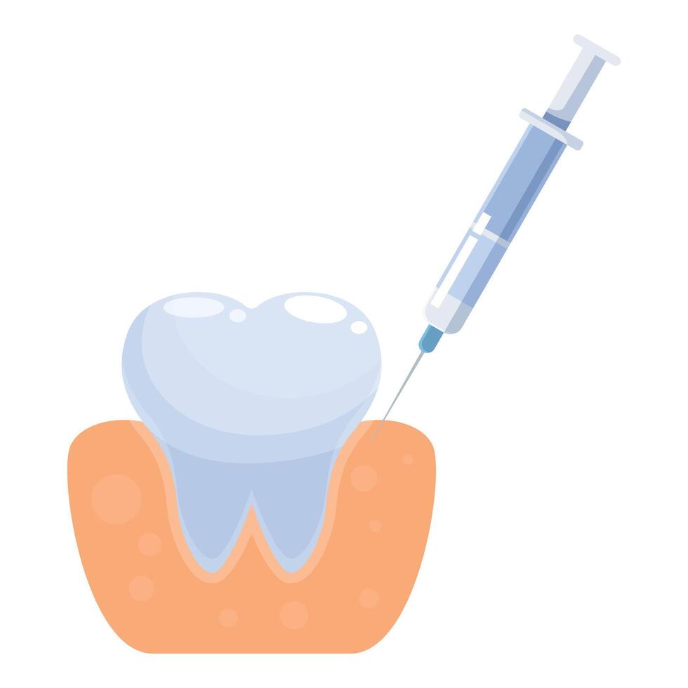 Dentist injecting anesthesia in gums before dental procedure vector