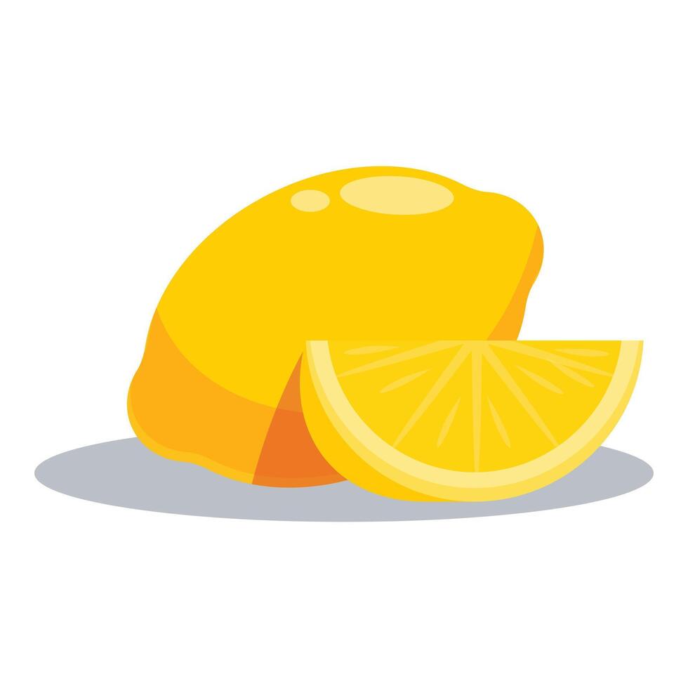 Fresh ripe lemon with slice displaying juicy texture vector