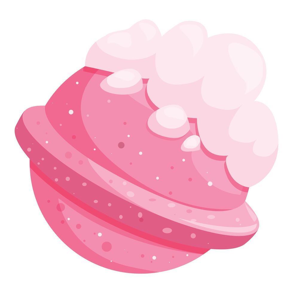 Pink planet rotating with clouds, fantasy world illustration vector