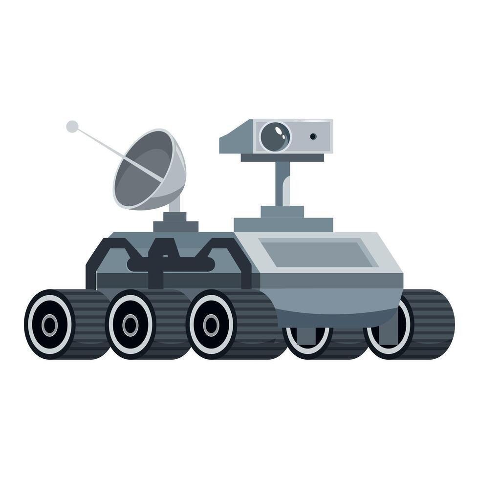 Autonomous rover exploring extraterrestrial planet surface gathering data vector