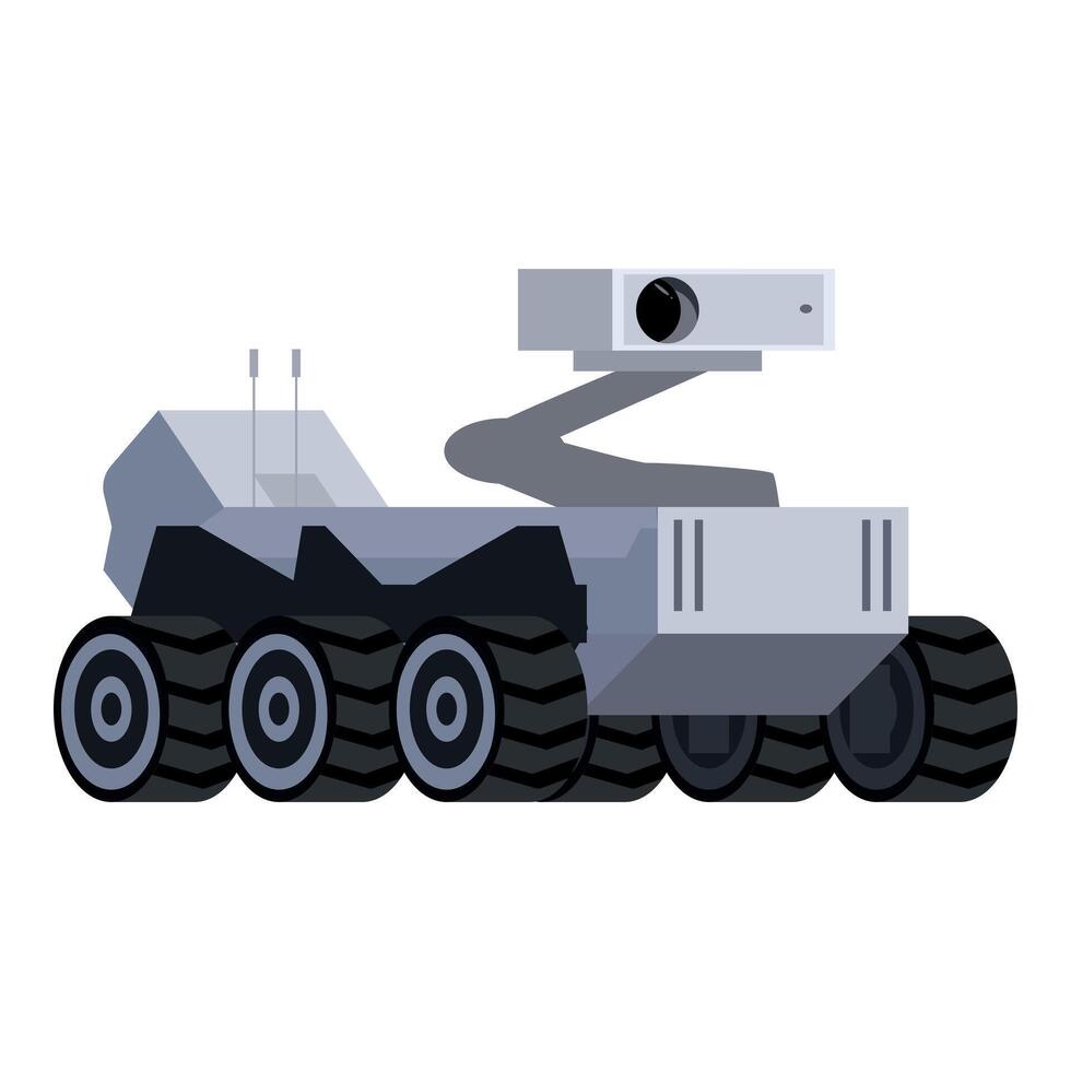 Autonomous rover exploring alien planet surface with advanced technology vector