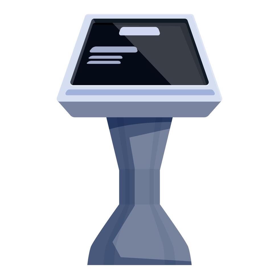 Interactive kiosk showing information on display screen vector