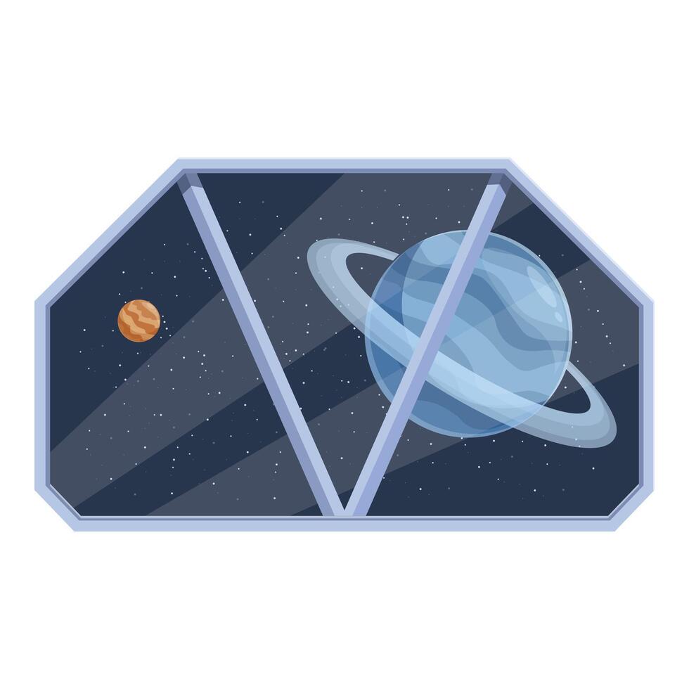 Spaceship window showing planet and stars in space vector